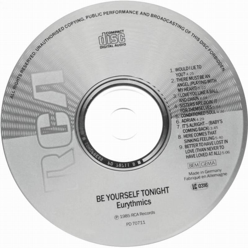 Eurythmics  Be Yourself Tonight 1985 : CD